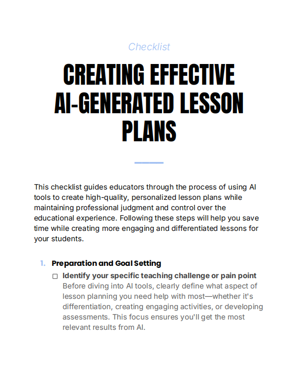 Introduction section of the AI lesson plan generator guide for teachers.