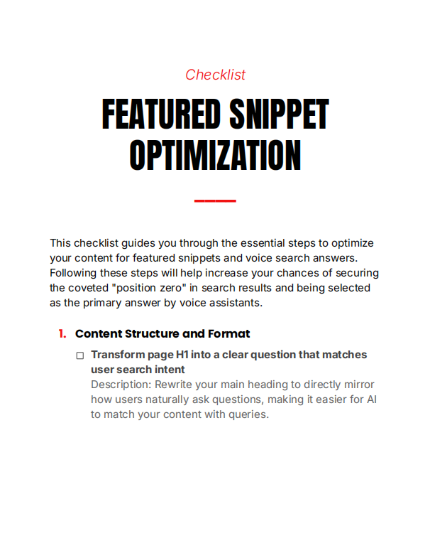 Step-by-Step SEO Checklist for Position Zero