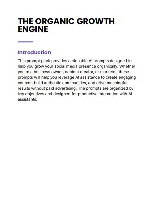 Introduction page preview of sustainable growth engine prompt pack