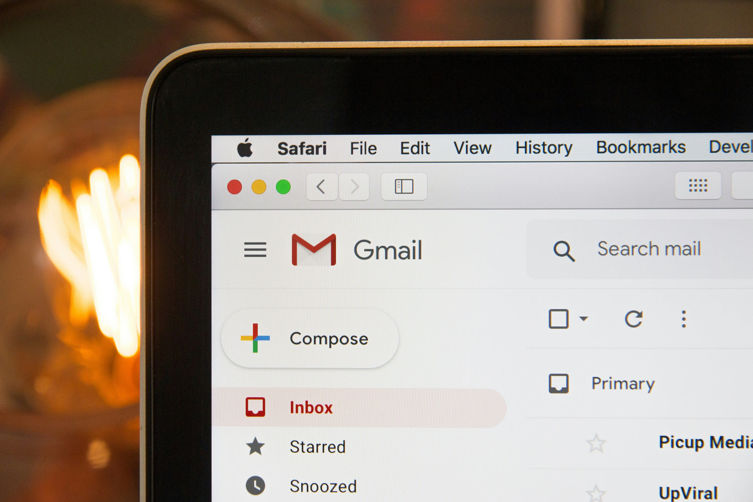 Open Gmail inbox on a laptop symbolizing email autoresponder automation software for marketing and customer engagement.