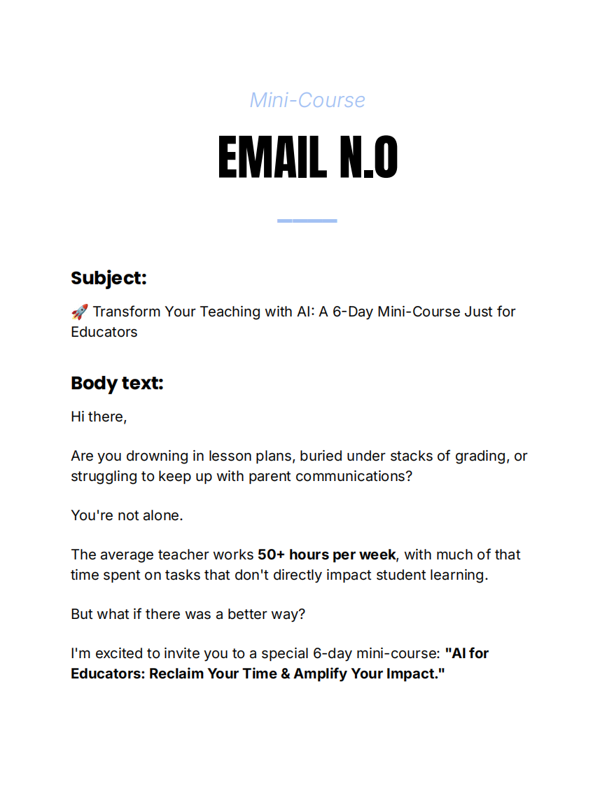 Daily AI lessons email – AI course for teachers