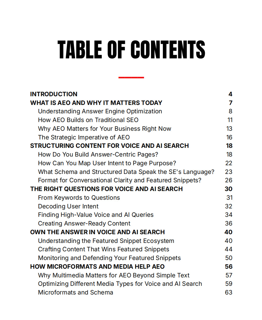 Table of Contents: AEO SEO Formula for Top Rankings