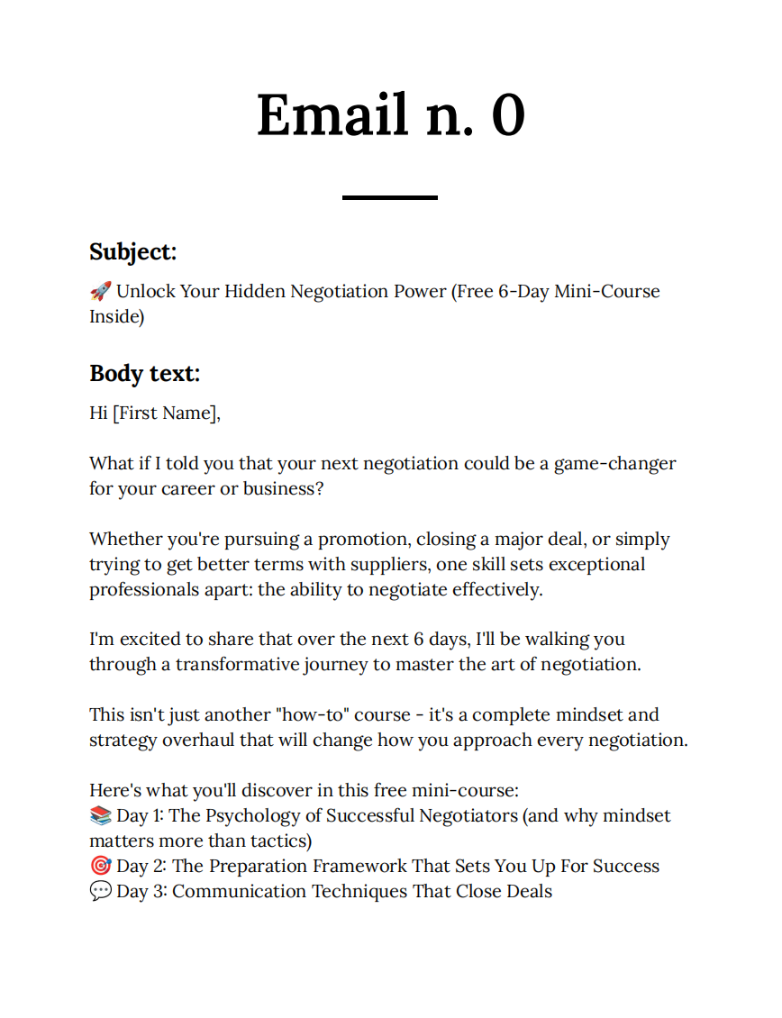 Preview of email lesson on deal-closing strategies