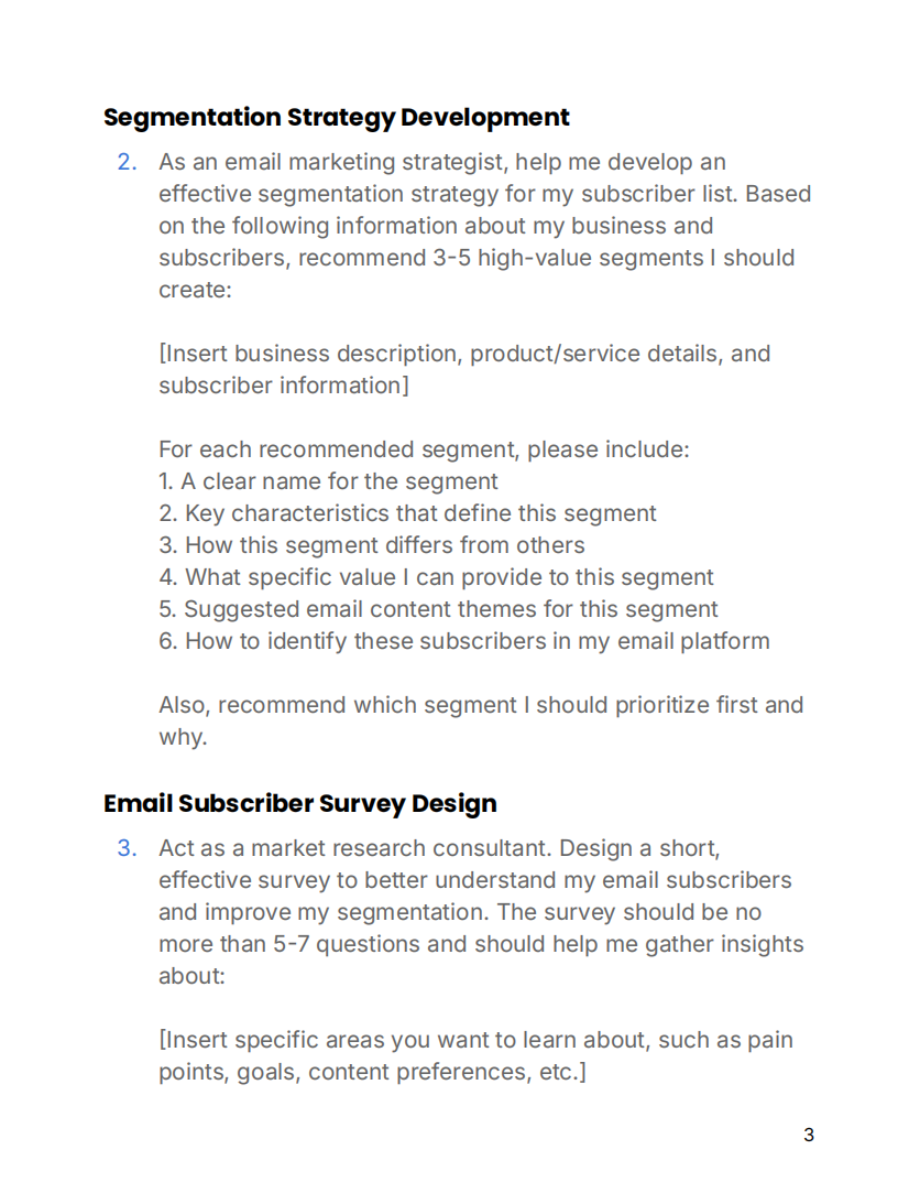 Example of segmentation strategy development in email campaign best practices guide  
