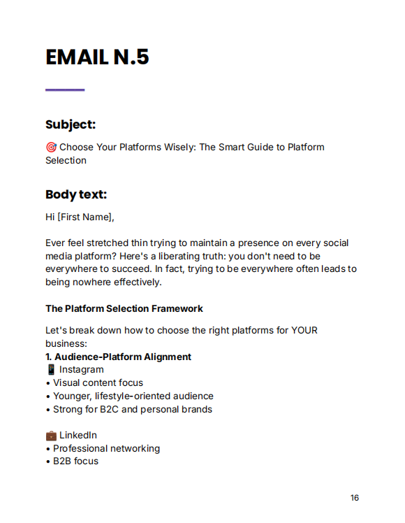 Email 5 lesson example from the organic social media growth email course