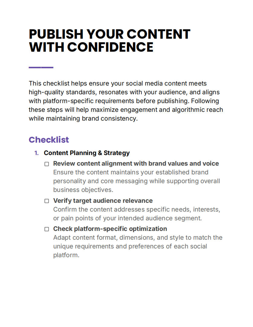 Publish your content with confidence first page