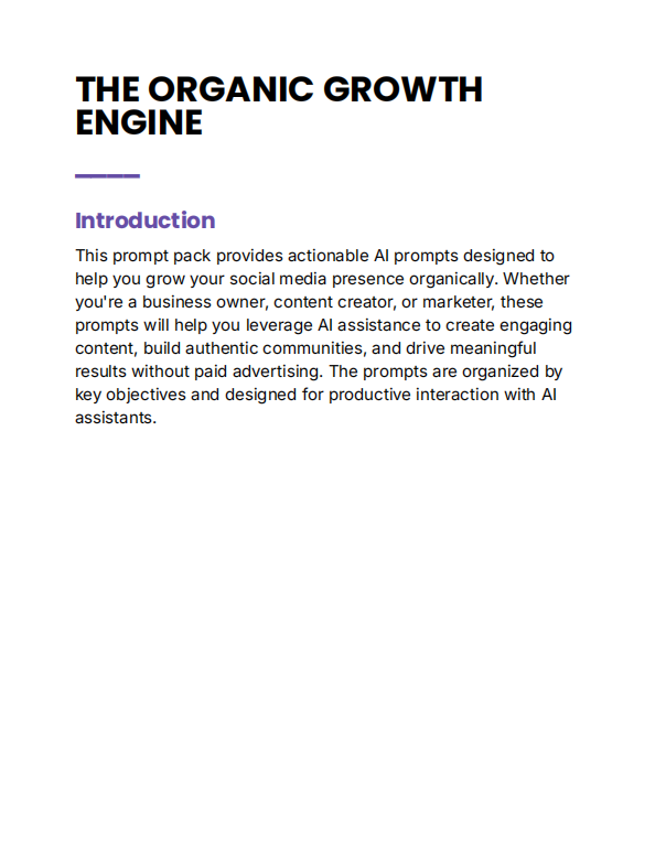 Introduction page preview of sustainable growth engine prompt pack